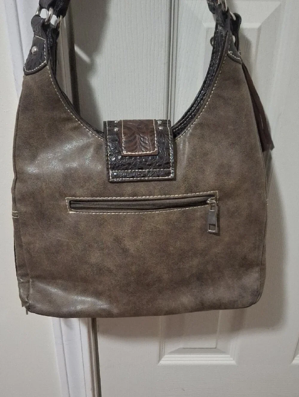 Western Style Brown Embellished Hobo Bag